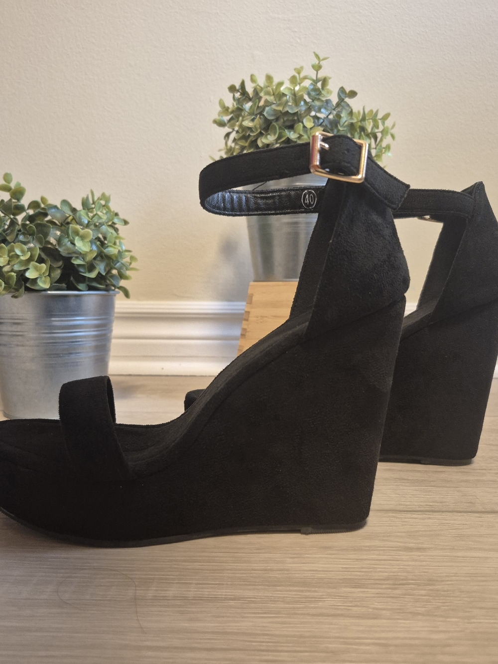 Black Platform Ankle-Strap Women's Sandals